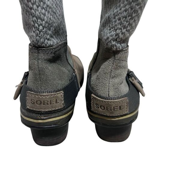 Sorel Brown Slim Shortie Boot Women Sz 9 Gray Waterproof Rubber Leather - Picture 6 of 10
